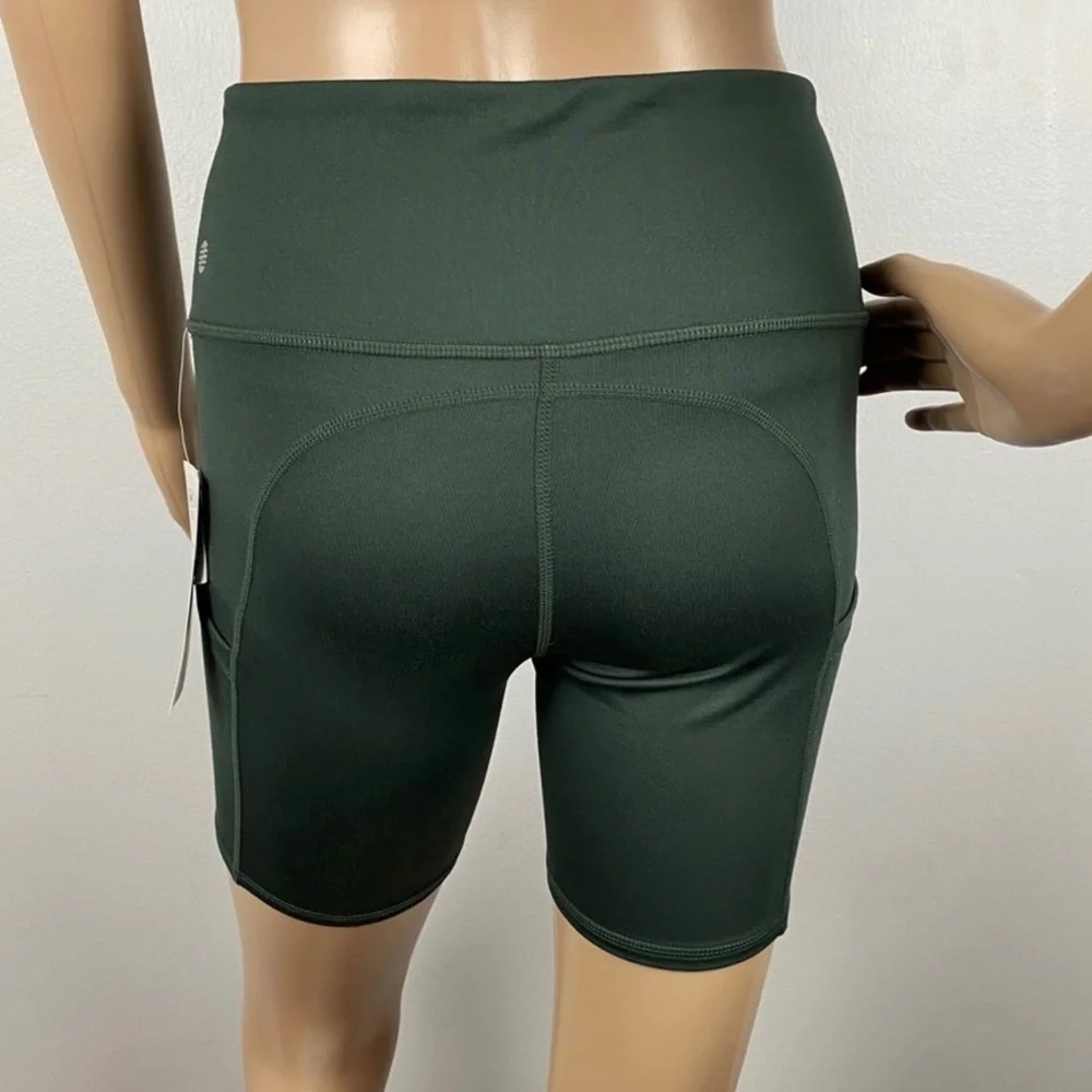 NEW Z BY ZELLA GREEN HIGH-WAISTED BIKER SHORTS